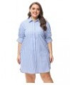 Women's Oversized Short-Sleeve Shirt Dress Plus Size Casual Button Shirt Dress with Pockets Solid Stripe (S-4X) Plus Size 119...