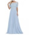 Mother of The Bride Dresses Long Evening Formal Dress Lace Applique Beaded Maxi Short Sleeve for Women Sky Blue $43.68 Dresses