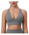 Womens V-Neck Longline Sports Bra, Strappy Criss Cross, Padded Cups, Adjustable Thin Spaghetti Straps Workout Yoga Crop Top G...