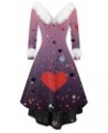 Valentines Day Dresses for Women Long Sleeve Cocktai Swing Party Prom Dress Heart Print Cosplay Costumes Outfits 70-purple $1...