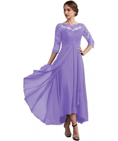 Women Long Floral Lace Chiffon Mother of Bride Dresses A-line Pleated Formal Party Evening Gown Lavender $40.14 Dresses