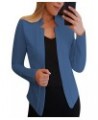 Women Pure Color Long Sleeve Open Front Suit Fashion Slim Blazer Lightweight Fashion Jackets Blue $17.91 Blazers
