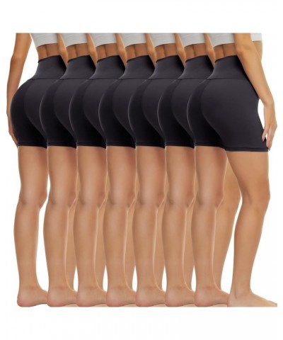 7 Pack Biker Shorts for Women –5''/3'' High Waisted Gym Workout Volleyball Running Spandex Black Yoga Shorts 5 inch F-black-7...